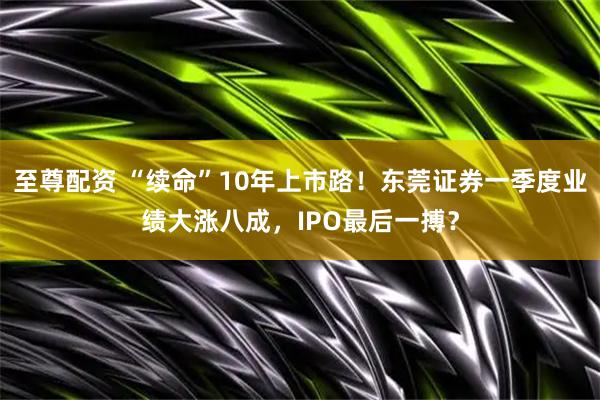 至尊配资 “续命”10年上市路！东莞证券一季度业绩大涨八成，IPO最后一搏？